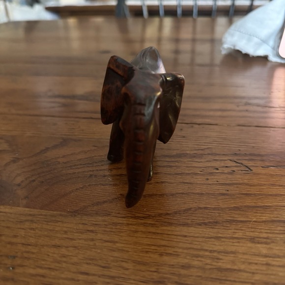 Wooden Elephant Figurine Miniature Hand Carved Wood Vintage - Picture 3 of 6